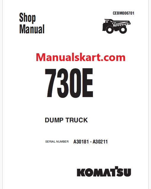Komatsu 730E Dump Truck Pdf Repair Service Manual A30181 - A30211