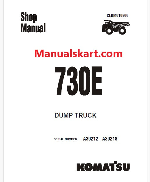 Komatsu 730E Dump Truck Pdf Repair Service Manual A30212 - A30218
