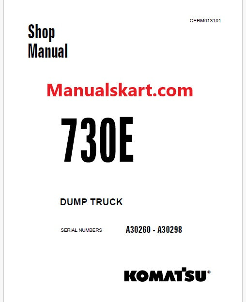 Komatsu 730E Dump Truck Pdf Repair Service Manual A30260 - A30298