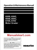 Komatsu 830B, 830C, 850B, 850C, 870B, 870C Motor Grader Pdf Operation and Maintenance Manual