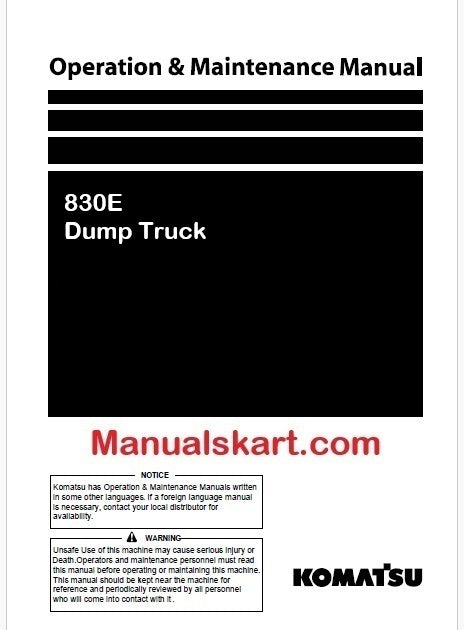 Komatsu 830E Dump Truck Pdf Operation and Maintenance Manual