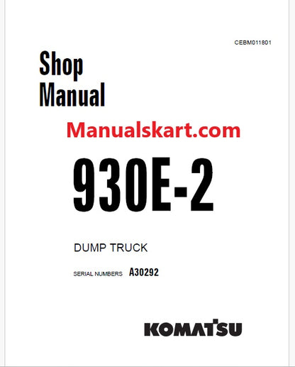 Komatsu 930E-2 Dump Truck Pdf Repair Service Manual Sn A30292