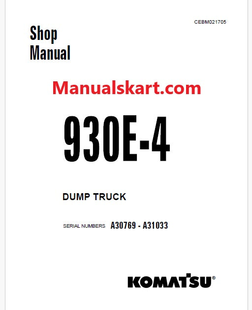 Komatsu 930E-4 Dump Truck Pdf Repair Service Manual Sn A30769 - A31033
