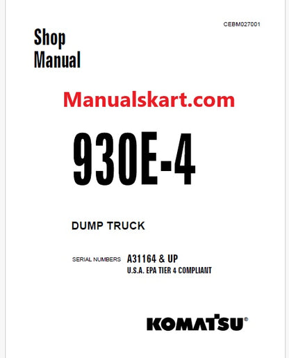 Komatsu 930E-4 Dump Truck Pdf Repair Service Manual Sn A31164 and UP