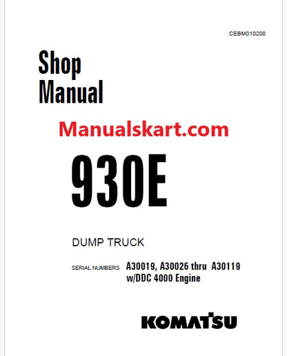 Komatsu 930E Dump Truck Pdf Repair Service Manual Sn A30019, A30026 thru A30119