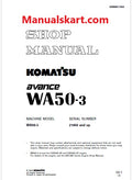 Komatsu Avance WA50-3 Wheel Loader Pdf Repair Service Manual Sn 21450 and UP