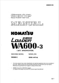Komatsu Avance WA600-3 Wheel Loader Pdf Shop Repair Service Manual Sn 50363 And Up