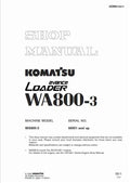 Komatsu Avance WA800-3 Wheel Loader Pdf Shop Repair Service Manual Sn 50001 And UP