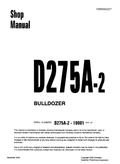Komatsu D275A-2 Bulldozer Pdf Service Repair Manual Sn 10001 & Up JPN