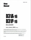 Komatsu D31A-16, D31P-16 Bulldozer Pdf Service Repair Manual (Sn 25001 & Up) JPN