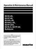 Komatsu D31E-20, D31P-20, D31PL-20, D31PLL-20, D31P-20A, D37E-5, D37P-5A Bulldozer Pdf Operation and Maintenance Manual