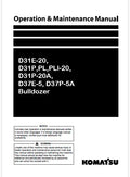 Komatsu D31E-20, D31P,PL,PLl-20, D31P-20A, D37E-5, D37P-5A Bulldozer Pdf Operation and Maintenance Manual