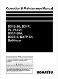 Komatsu D31E-20, D31P, PL, PLl-20, D31P-20A, D37E-5, D37P-5A Bulldozer Pdf Operation and Maintenance Manual