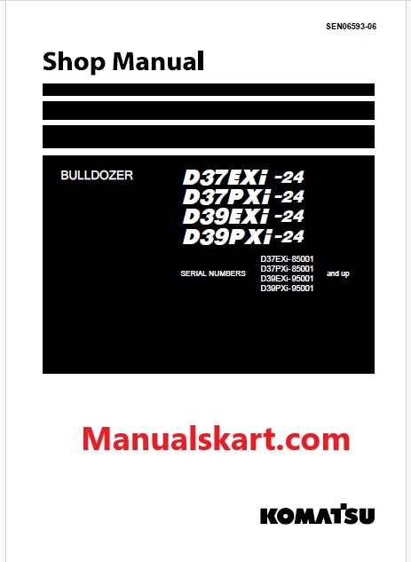 Komatsu D37EXi-24, D37PXi-24 Bulldozer Pdf Shop Repair Service Manual Sn 85001 and UP