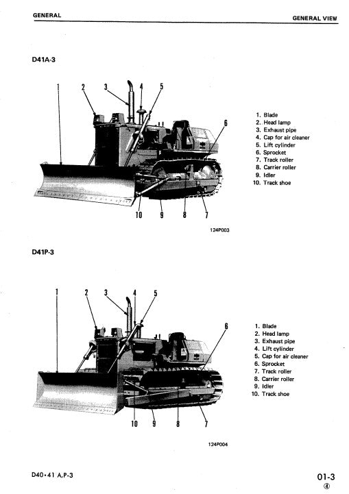 Komatsu D40A-3, D40P-3, D40PL-3, D40PLL-3 Bulldozer Pdf Service Repair Manual