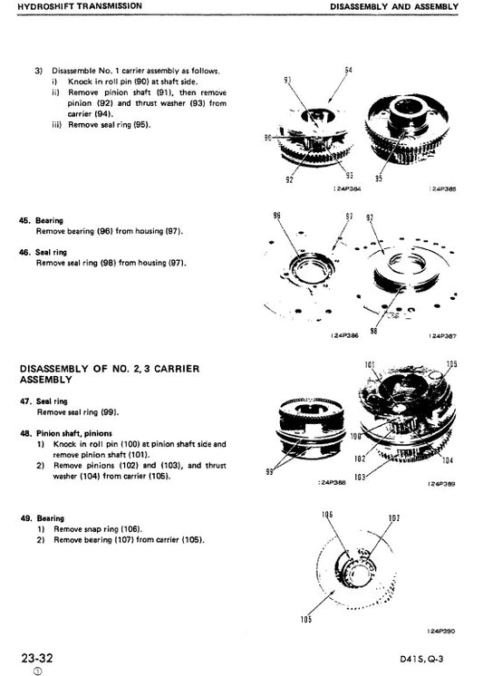 Komatsu D41S-3 and D41Q-3 Crawler Loaders Pdf Service Repair Manual (Sn 6001 And Up)