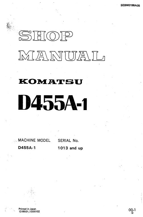 Komatsu D455A-1 Bulldozer Pdf Service Repair Manual (Sn 1013 And UP)