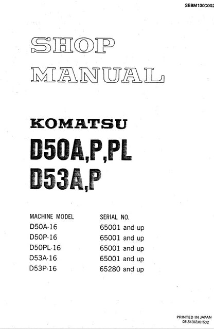 Komatsu D50A-16 D50P-16 D50PL-16 D53A-16 D53P-16 Bulldozer Pdf Service Repair Manual