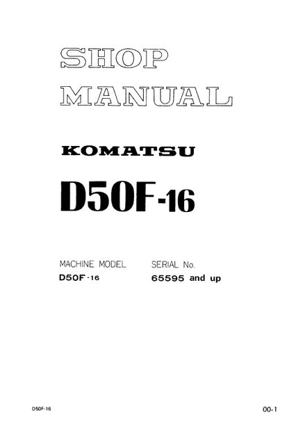 Komatsu D50F-16 Bulldozer Pdf Service Repair Manual (Sn 65595 And Up)