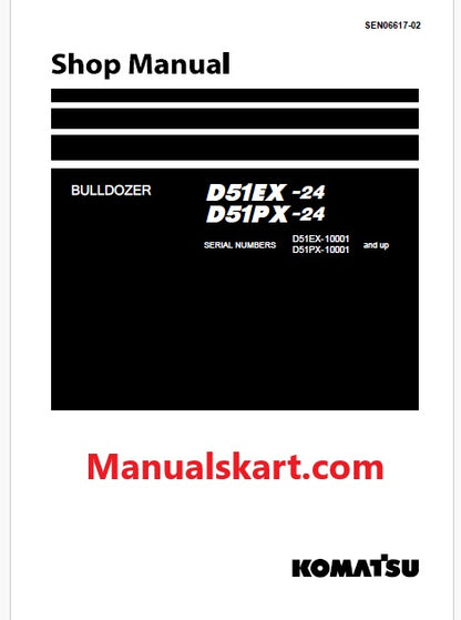 Komatsu D51EX-24, D51PX-24 Crawler Dozer Pdf Shop Repair Service Manual Sn B20001 and UP