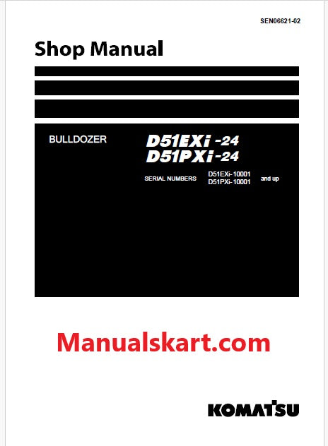 Komatsu D51EXi-24, D51PXi-24 Bulldozer ecot3 Pdf Shop Repair Service Manual Sn 10001 and UP