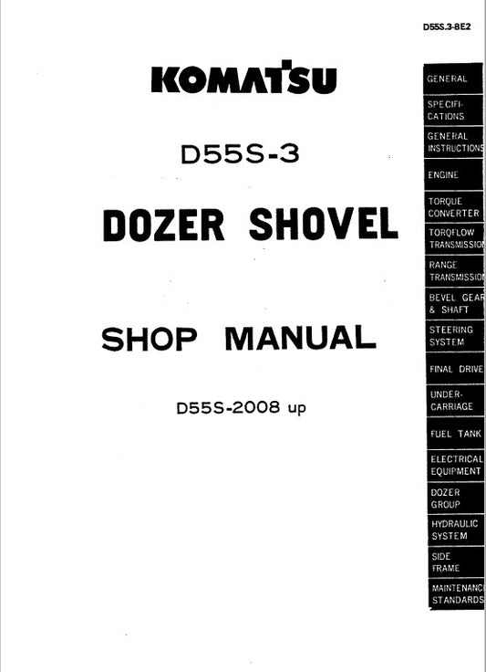 Komatsu D55S-3 Dozer Shovel Pdf Service Repair Manual (Sn 2008 And Up)