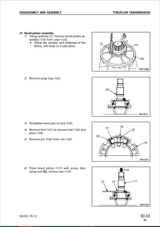 Komatsu D61EX-12, D61PX-12 Bulldozer Pdf Service Repair Manual (Sn 1001 And Up)