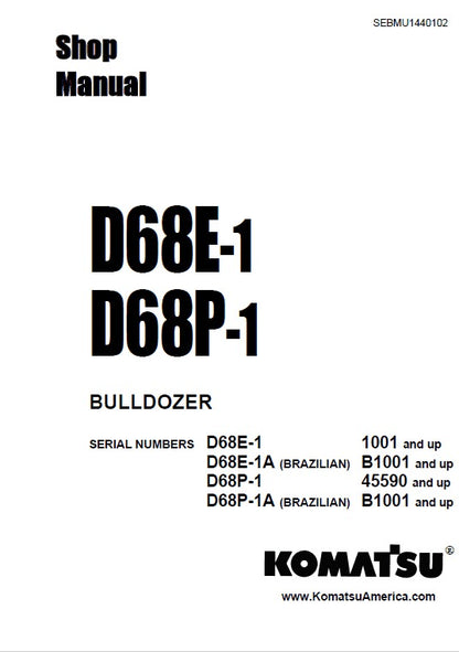 Komatsu D68E-1, D68P-1 Bulldozer Pdf Repair Service Manual