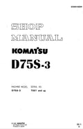 Komatsu D75S-3 Crawler Loader Pdf Repair Service Manual (Sn 7001 And Up)