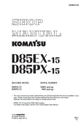 Komatsu D85EX-15, D85PX-15 Bulldozer Pdf Repair Service Manual (Sn 10001 And Up, 1001 And Up)