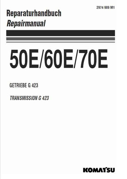 Komatsu G423 Transmission 50E, 60E, 70E Pdf Shop Repair Service Manual