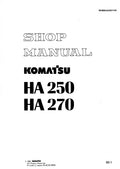 Komatsu HA250, HA270 Articulated Dump Truck Pdf Shop Repair Service Manual