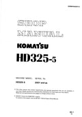 Komatsu HD325-5 Dump Truck Pdf Repair Service Manual (Sn 2001 And Up)