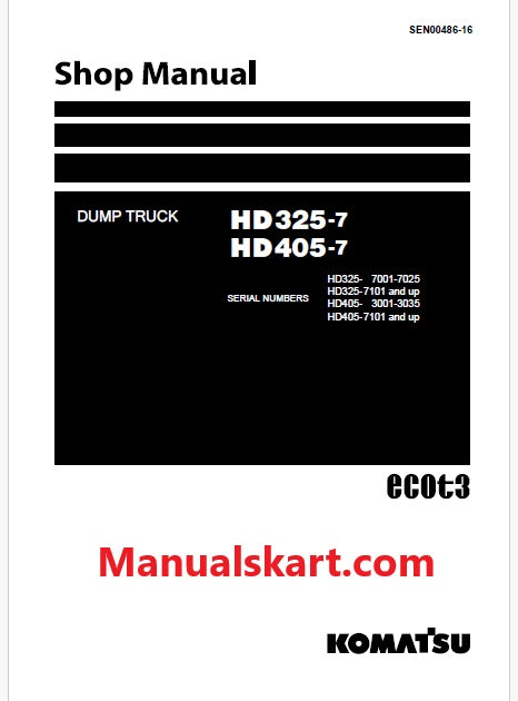 Komatsu HD325 Dump Truck Pdf Repair Service Manual Sn 7101 and UP