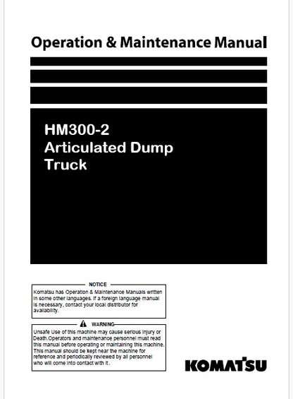 Komatsu HM300-2 Articulated Dump Truck Pdf Operation and Maintenance Manual