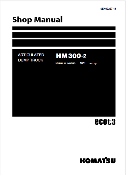 Komatsu HM300-2 Articulated Dump Truck Pdf Shop Repair Service Manual Sn 2001 and UP (JPN)
