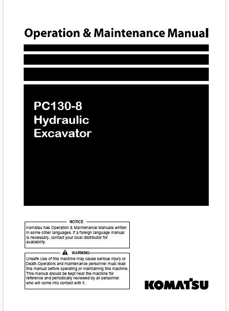 Komatsu PC130-8 Hydraulic Excavator Pdf Operation and Maintenance Manual