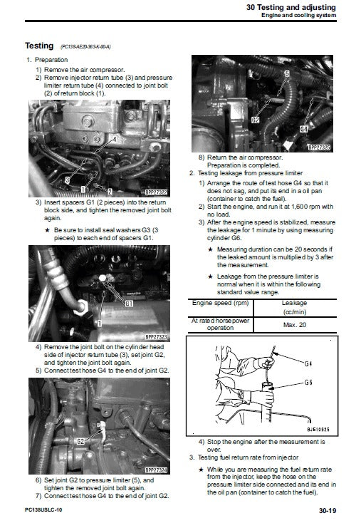 Komatsu PC138USLC-10 Crawler Excavator Pdf Repair Service Manual (Sn 40001 And Up) 2