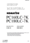 Komatsu PC160LC-7K, PC180LC-7K Crawler Hydraulic Excavator Pdf Repair Service Manual (Sn K40001 And Up)