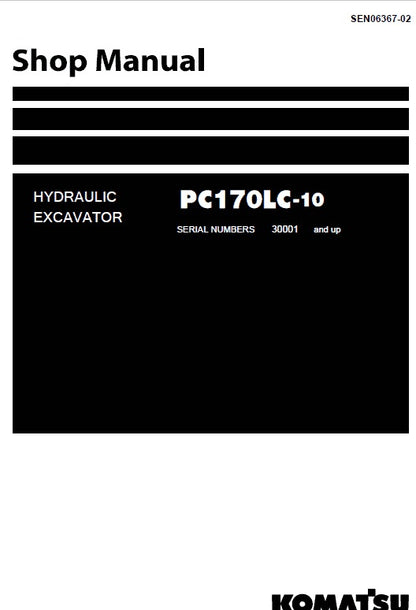 Komatsu PC170LC-10 Crawler Hydraulic Excavator Pdf Repair Service Manual (Sn 30001 And Up)