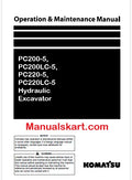Komatsu PC200-5, PC200LC-5, PC220-5, PC220LC-5 Hydraulic Excavator Pdf Operation and Maintenance Manual