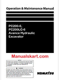 Komatsu PC200-6, PC200LC-6 Avance Hydraulic Excavator Pdf Operation and Maintenance Manual