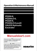 Komatsu PC200-8, PC200LC-8, PC220-8, PC220LC-8 ecot3 GALEO Hydraulic Excavator Pdf Operation and Maintenance Manual