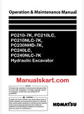Komatsu PC210-7K, PC210LC, PC210NLC-7K, PC230NHD-7K, PC240LC, PC240NLC-7K Hydraulic Excavator Pdf Operation and Maintenance Manual