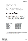 Komatsu PC210, PC210LC, PC210NLC PC240LC, PC240NLC-7K Excavator Pdf Repair Service Manual (Sn K40001 And Up) 2002
