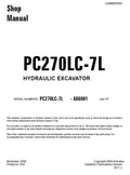 Komatsu PC270LC-7L Crawler Excavator Pdf Shop Repair Service Manual (Sn A86001 And UP)