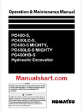 Komatsu PC400-5, PC400LC-5, PC400-5 MIGHTY, PC400LC-5 MIGHTY PC400HD-5 Hydraulic Excavator Pdf Operation and Maintenance Manual