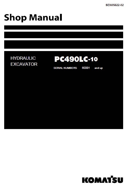 Komatsu PC490LC-10 Crawler Hydraulic Excavator Pdf Shop Repair Service Manual (Sn 80001 And Up)