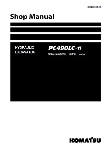 Komatsu PC490LC-11 Hydraulic Excavator Pdf Shop Repair Service Manual (Sn 85001 And Up)