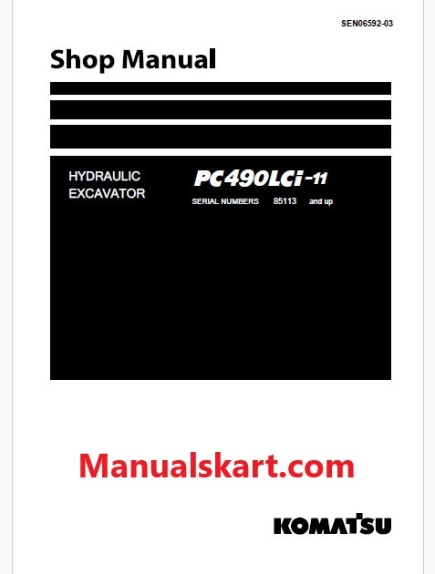 Komatsu PC490LCi-11 Hydraulic Excavator Pdf Shop Repair Service Manual Sn 85113 and UP